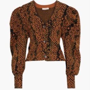 ULLA JOHNSON ELISE CROPPED WOOL-JACQUARD CARDIGAN